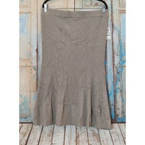 Alfani Womens Size XL Fresh Almond Knee Length Ribbed Knitted Pencil Skirt